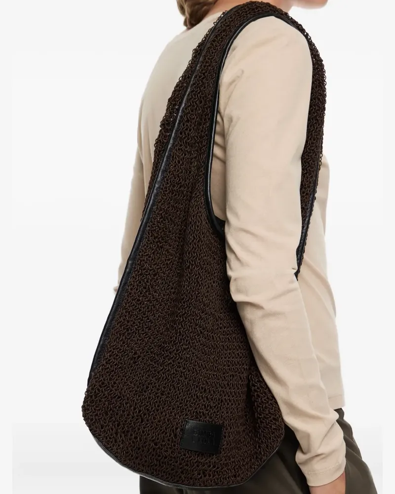 BIMBA Y LOLA Schultertasche mit Lederbesatz - Braun Braun