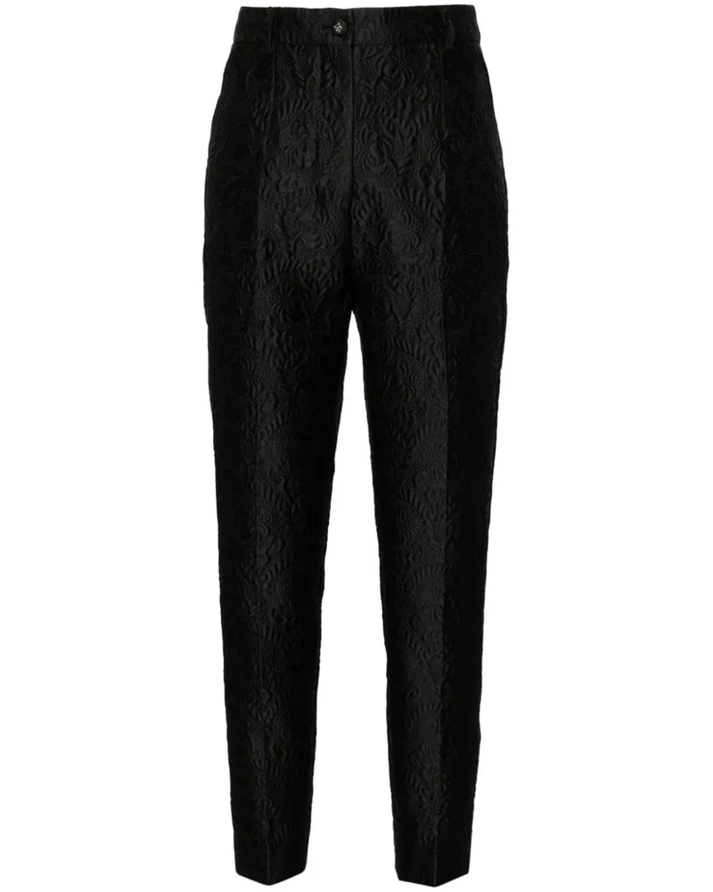 Dolce & Gabbana Jacquard-Hose mit Blumenmuster - Schwarz Schwarz