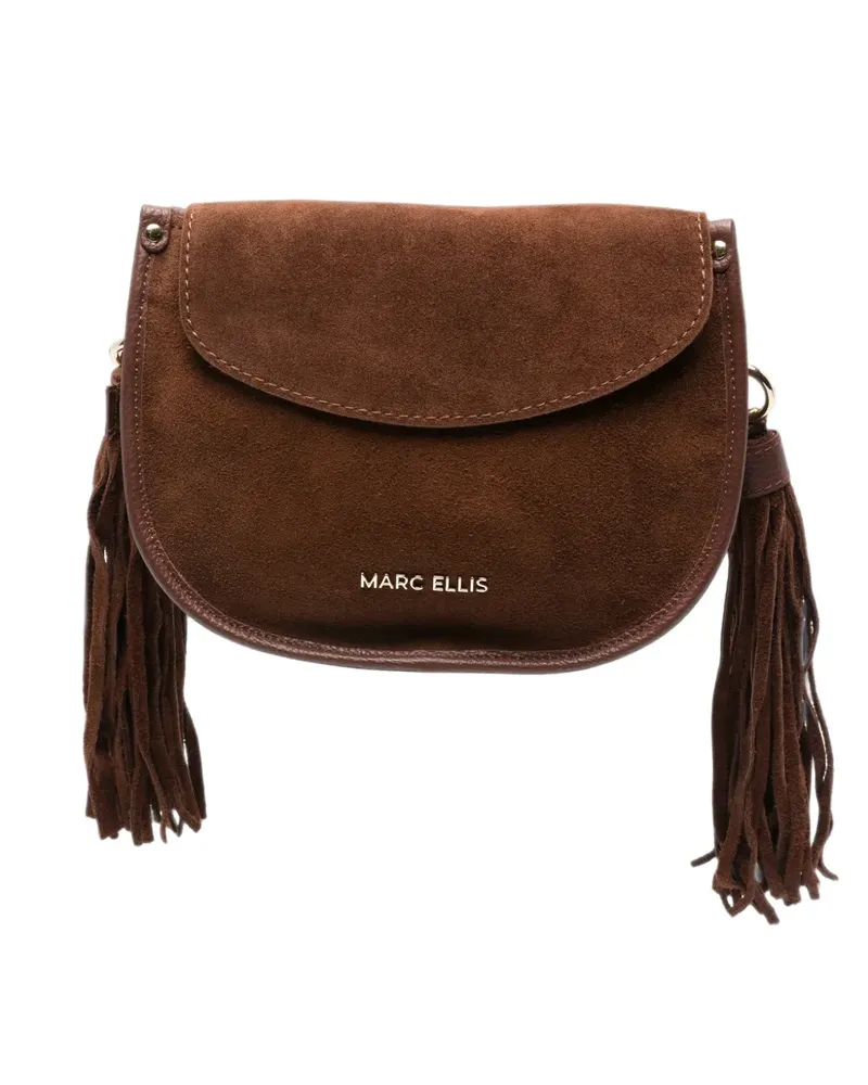 MARC ELLIS Lima fringe-trim leather shoulder bag - Braun Braun