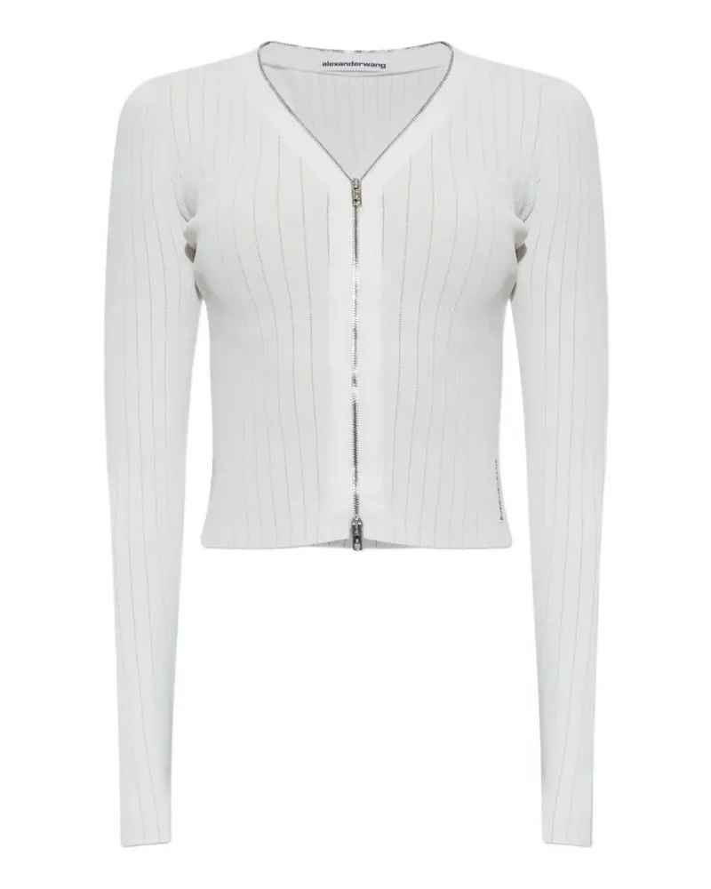 Alexander Wang ribbed-knit zip-fastening V-neck cardigan - Weiß Weiß