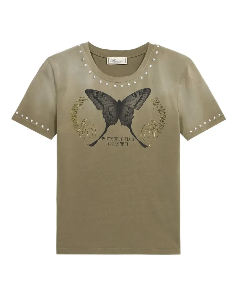 Blumarine T-Shirt mit Schmetterling-Print - Grün Grün