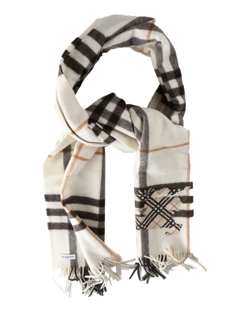 Burberry check-pattern fringed scarf - Nude Nude