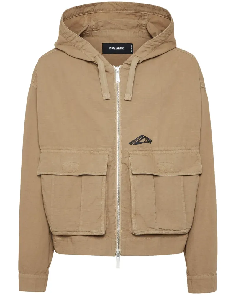 Dsquared2 Kapuzenjacke mit Logo-Print - Nude Nude