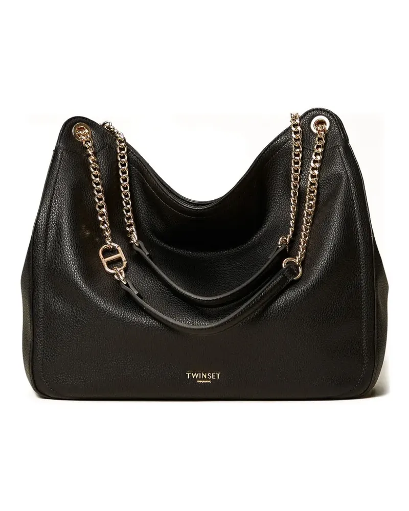 Twin-Set Schultertasche mit Kettenriemen - Schwarz Schwarz