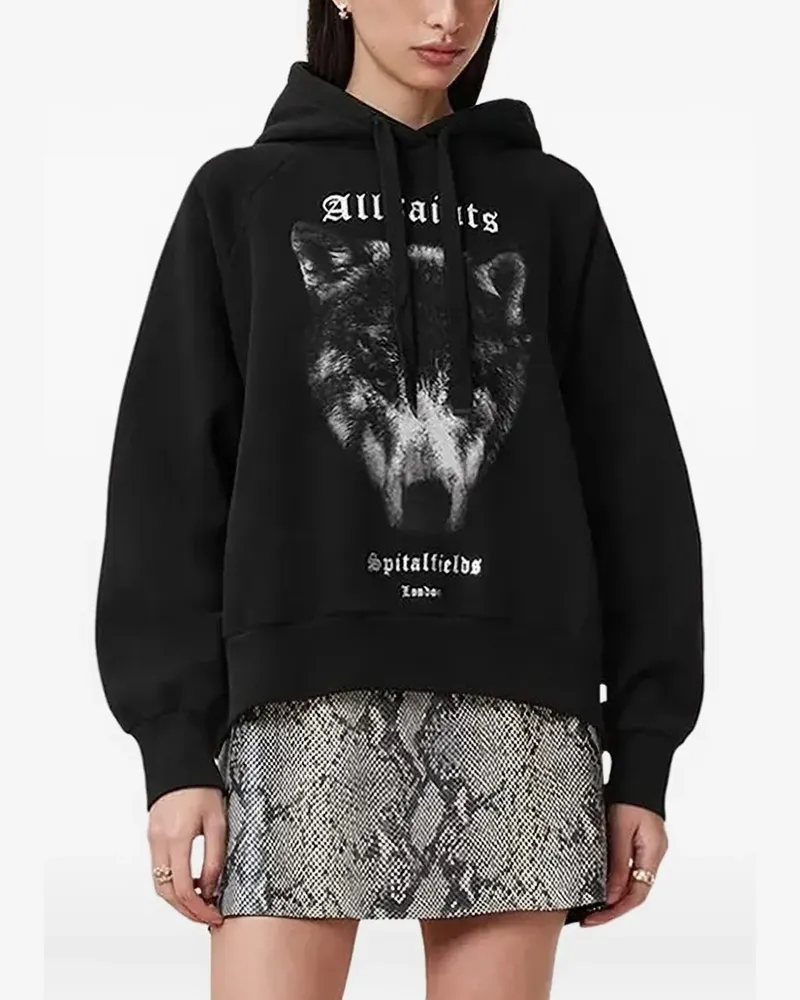 AllSaints Hoodie mit Wolfs-Print - Schwarz Schwarz