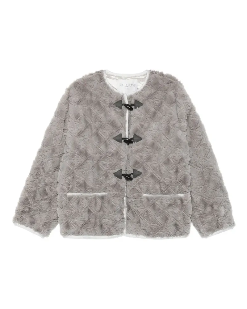forte_forte Strukturierte Jacke mit Knebelverschluss - Grau Grau