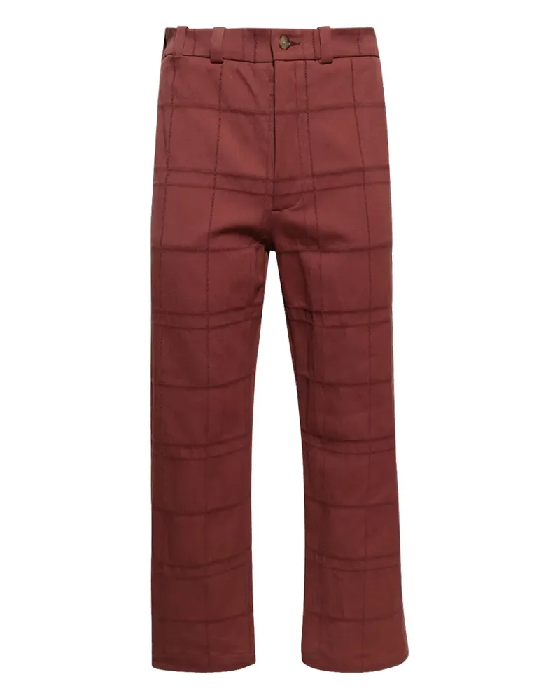 The Elder Statesman Schmale Hose mit Karomuster - Braun Braun