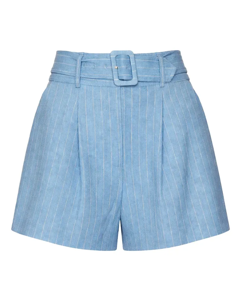 Veronica Beard Piper pinstripe belted shorts - Blau Blau
