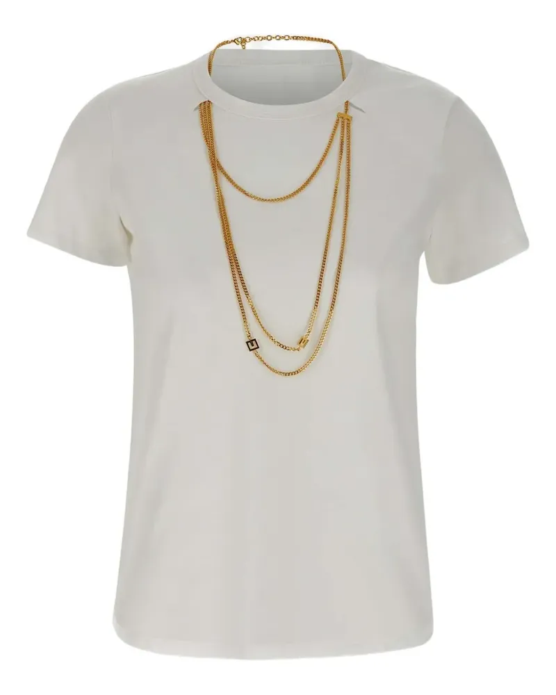 Elisabetta Franchi T-Shirt mit Kettendetail - Weiß Weiß