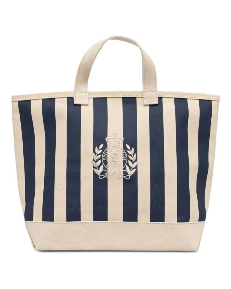 SPORTY & RICH Gestreifte Tote Bag mit Stickerei - Nude Nude