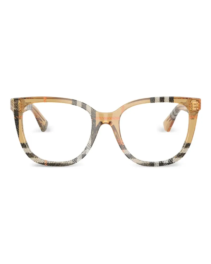 Burberry Eckige Brille mit Karomuster - Braun Braun