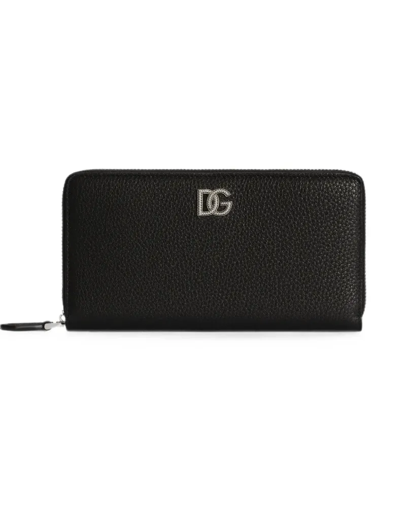 Dolce & Gabbana Portemonnaie aus Kalbsleder mit Logo - Schwarz Schwarz