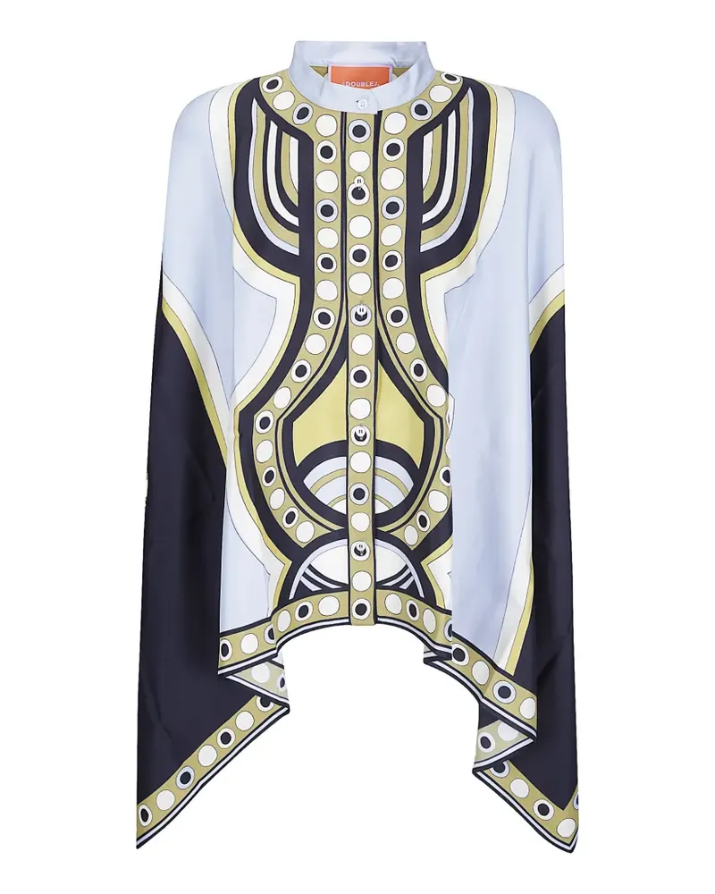 La DoubleJ Foulard Seidenhemd mit geometrischem Print - Blau Blau