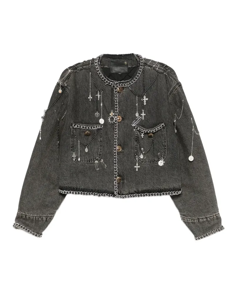 R13 Jacke mit Applikationen - Grau Grau