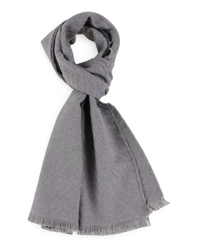 Emporio Armani herringbone-pattern frayed scarf - Grau Grau
