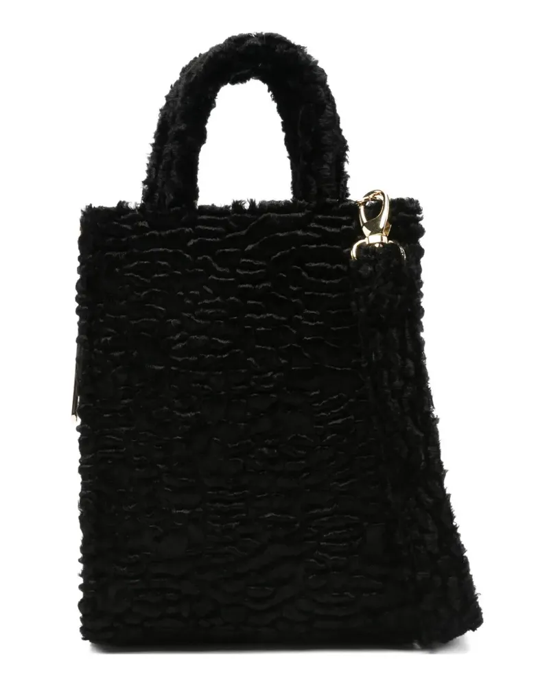 La Milanesa Faux-Fur-Tote Bag mit doppeltem Henkel - Schwarz Schwarz