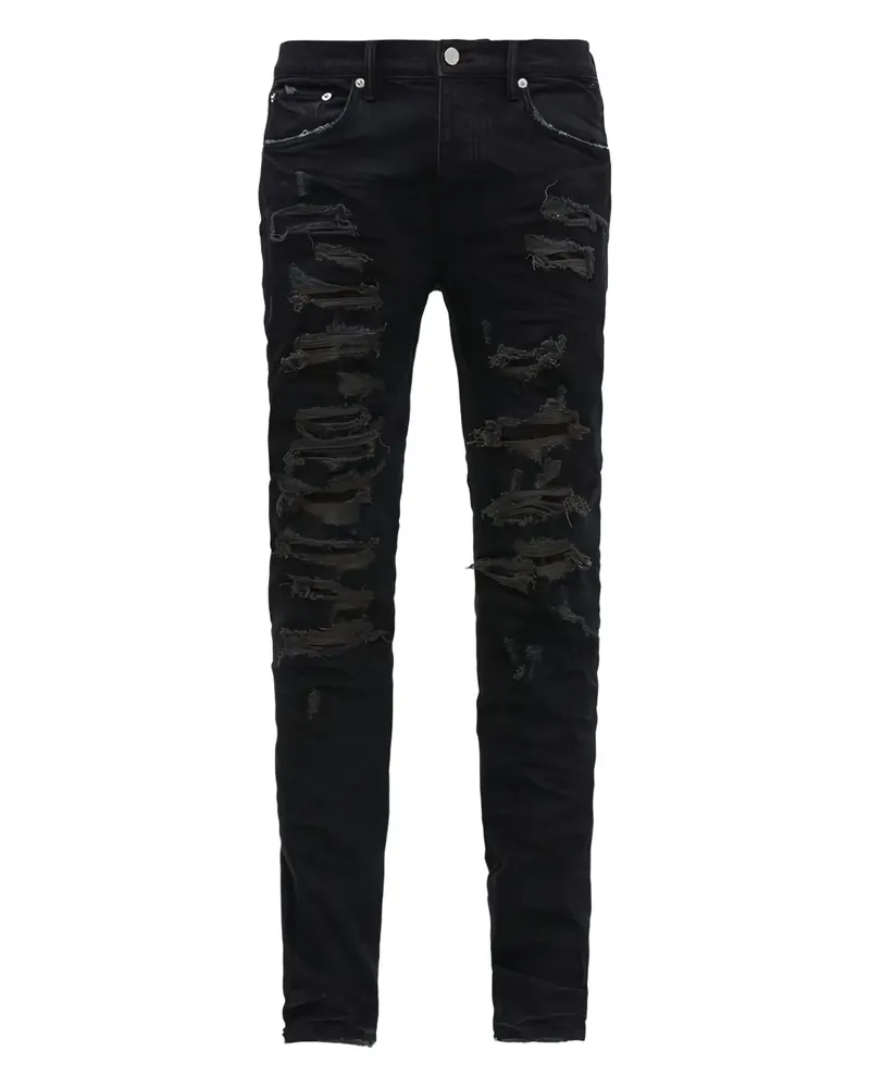 PURPLE BRAND Repair Jeans im Distressed-Look - Schwarz Schwarz