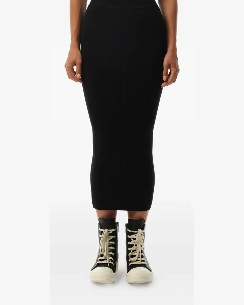 Rick Owens Gerippter Rock mit elastischem Bund - Schwarz Schwarz