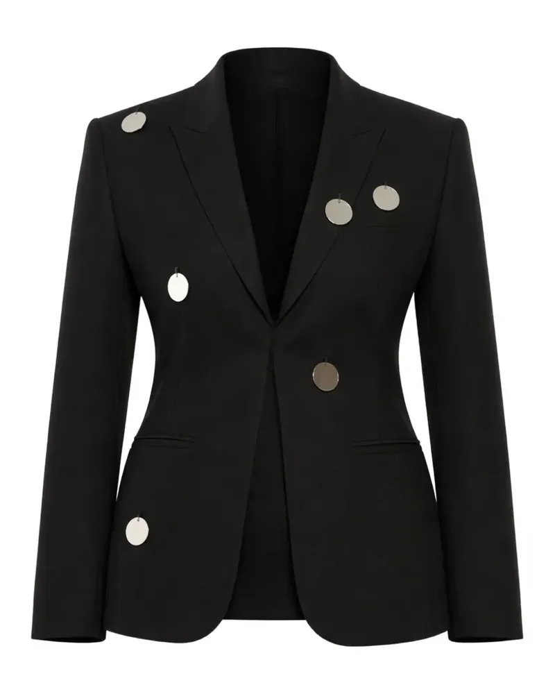 David Koma mirror-embellished peak-lapel blazer - Schwarz Schwarz