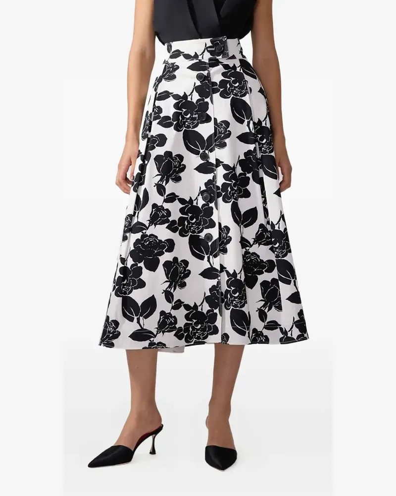 Carolina Herrera New York Midirock mit Blumen-Print - Schwarz Schwarz