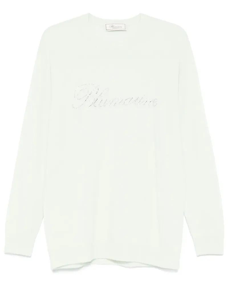 Blumarine Sweatshirt mit Strass-Logo - Grün Grün