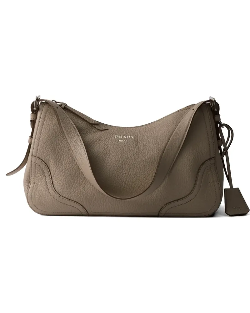 Prada Aimèe large leather shoulder bag - Grau Grau