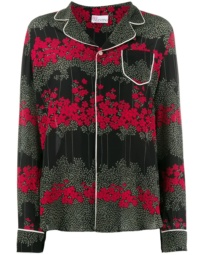 RED Valentino Dreaming Peony' Hemd - Schwarz Schwarz