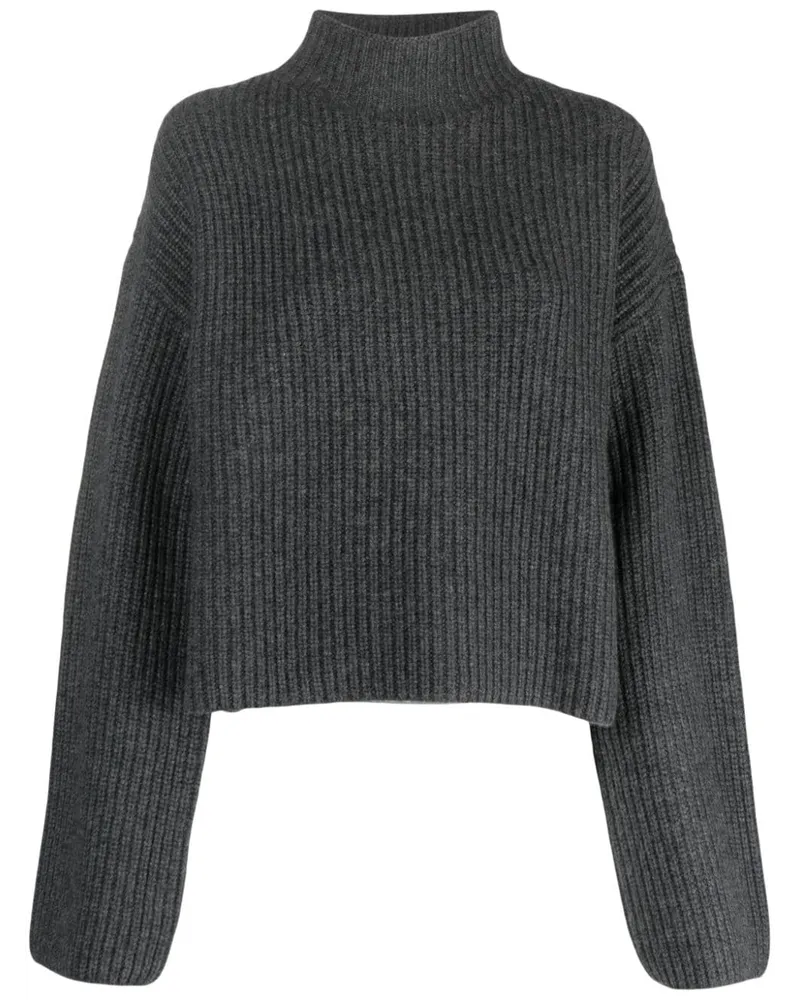 Loulou Studio Gerippter Faro Kaschmirpullover Grau