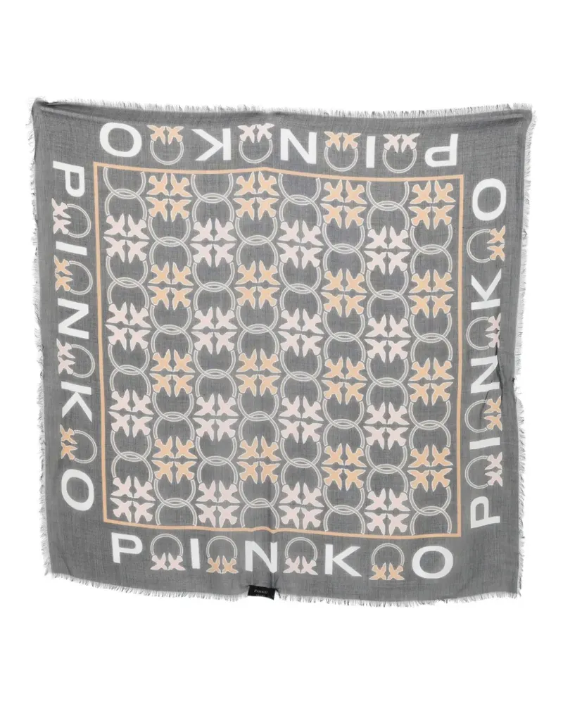 Pinko printed fringed scarf - Schwarz Schwarz
