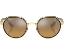 Sonnenbrille mit geometrischem Gestell - Gold