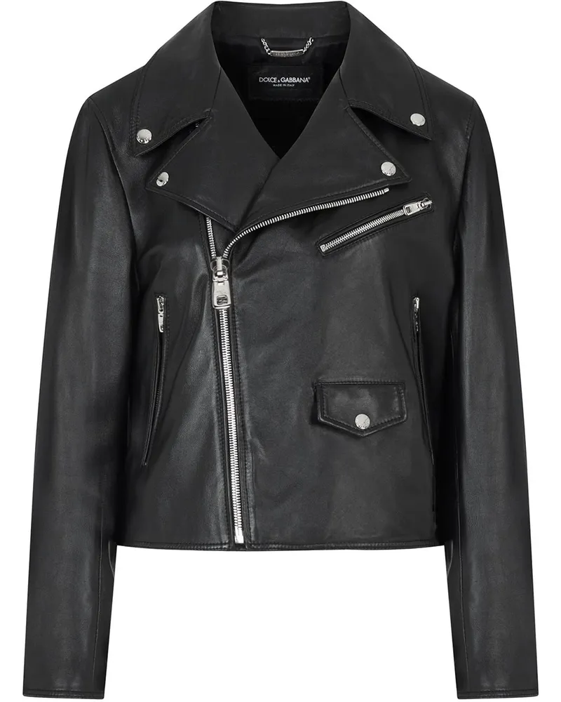 Dolce & Gabbana Bikerjacke aus Leder - Schwarz Schwarz