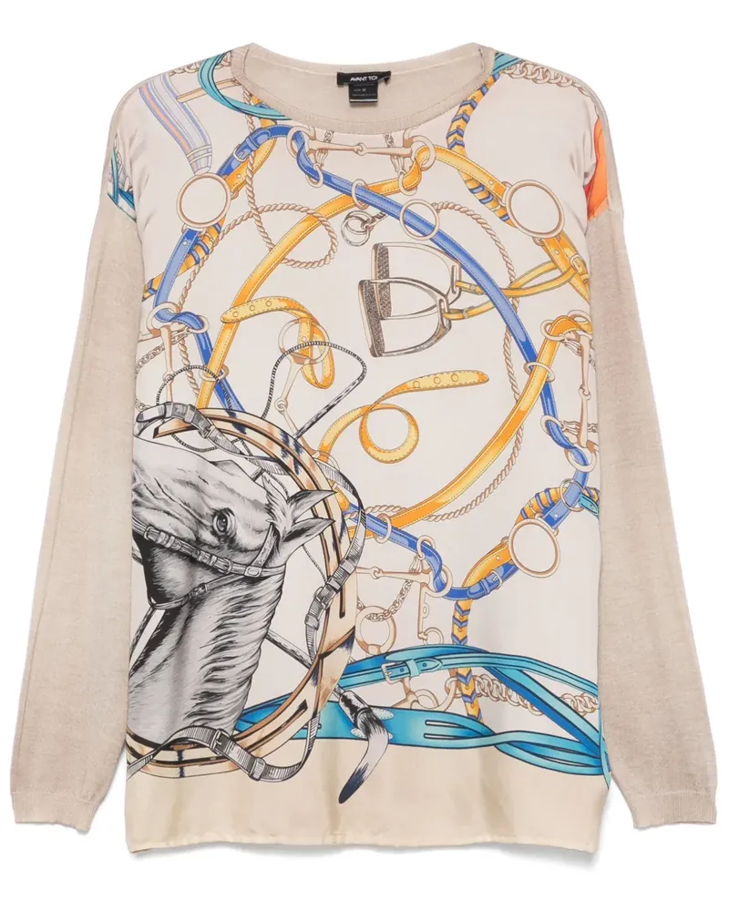 Avant Toi Strickoberteil mit grafischem Print - Braun Braun