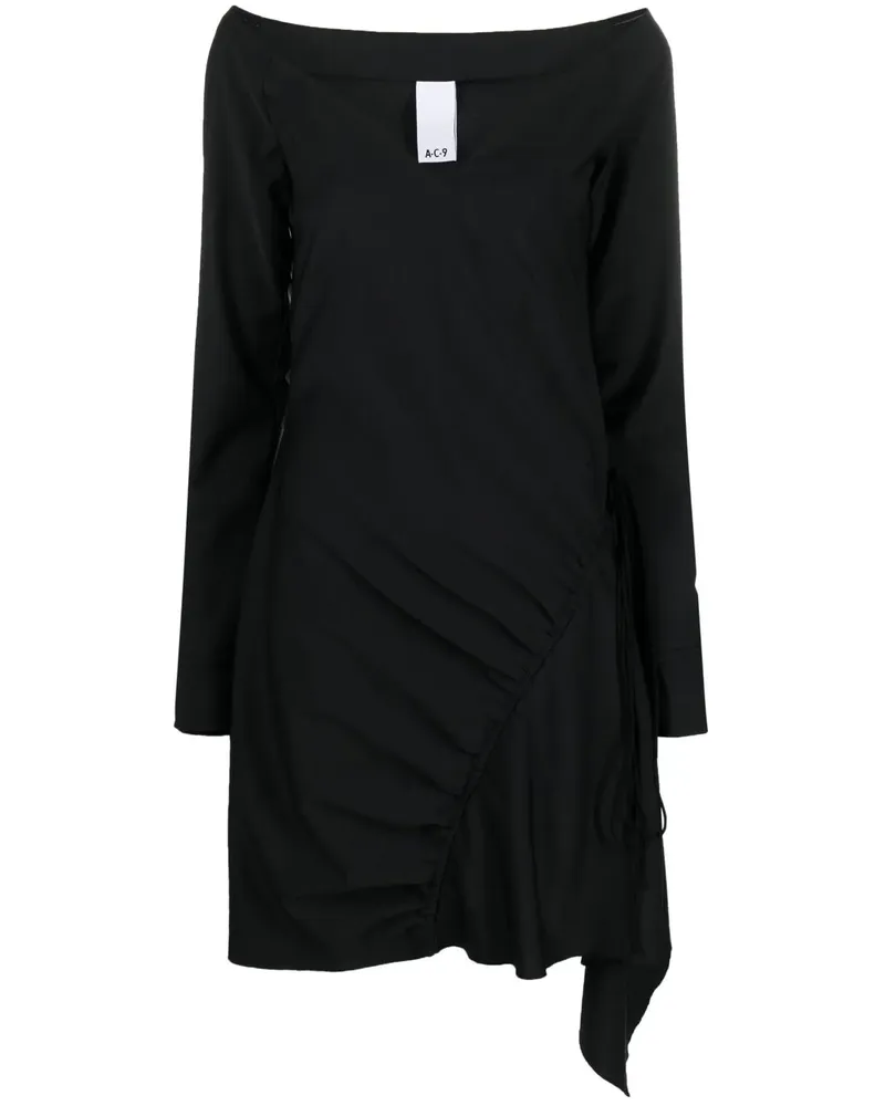 AC9 Asymmetrisches Kleid mit Gürtel - Schwarz Schwarz