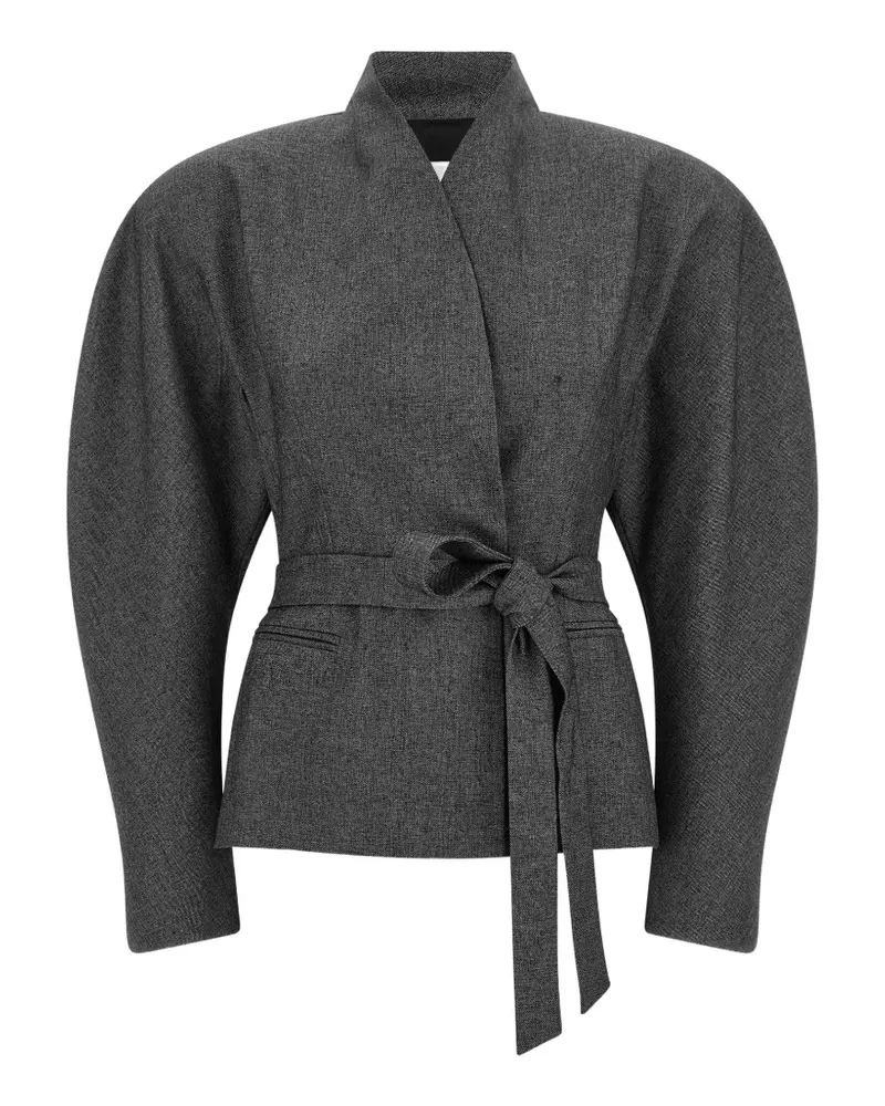 ANDAMANE Margaux belted-waist fitted jacket - Grau Grau