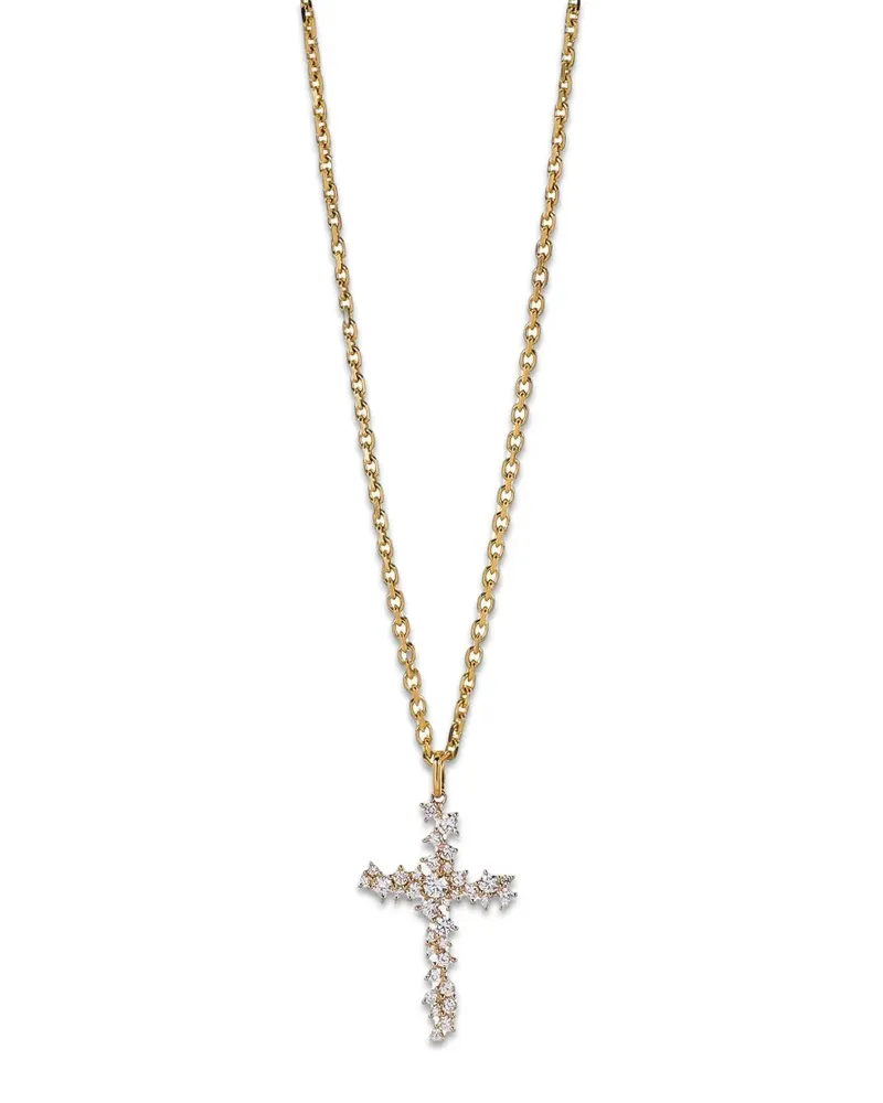 Sydney Evan Cocktail Cross diamond necklace - Gold Gold