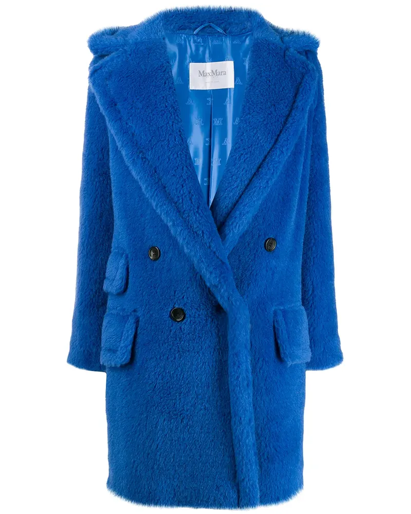 Max Mara Shearling-Mantel mit kastigem Schnitt - Blau Blau
