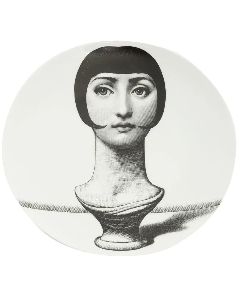 Fornasetti Teller mit Büsten-Print Schwarz