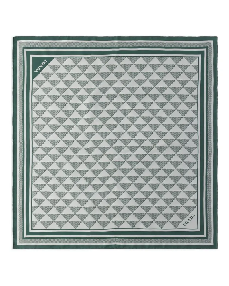 Prada Schal aus Seide mit Symbole-Muster - Nude Nude