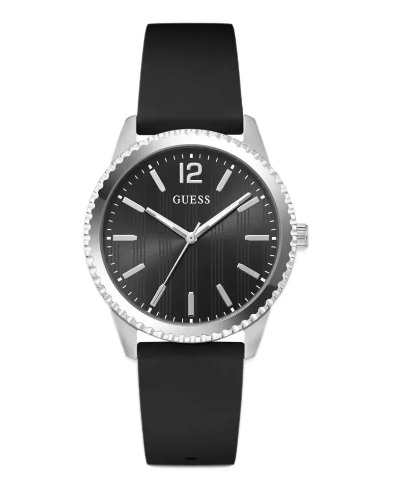 Guess Chip Black Silver Tone Analog Armbanduhr 40mm - Schwarz Schwarz