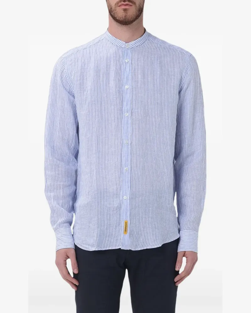 B.D. Baggies Gestreiftes Hemd mit Stehkragen - Blau Blau