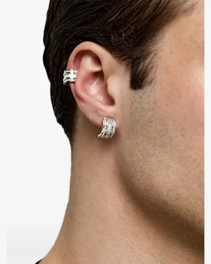 MATEO Halbe Creolen mit Diamanten - Silber Silber