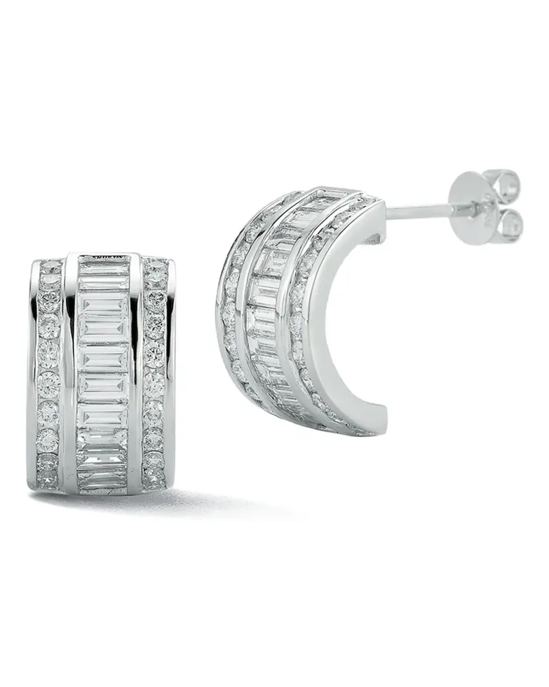 MATEO Halbe Creolen mit Diamanten - Silber Silber