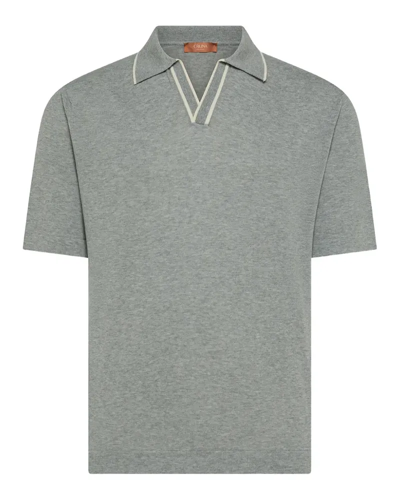 CRUNA V-neck trim T-shirt - Grau Grau