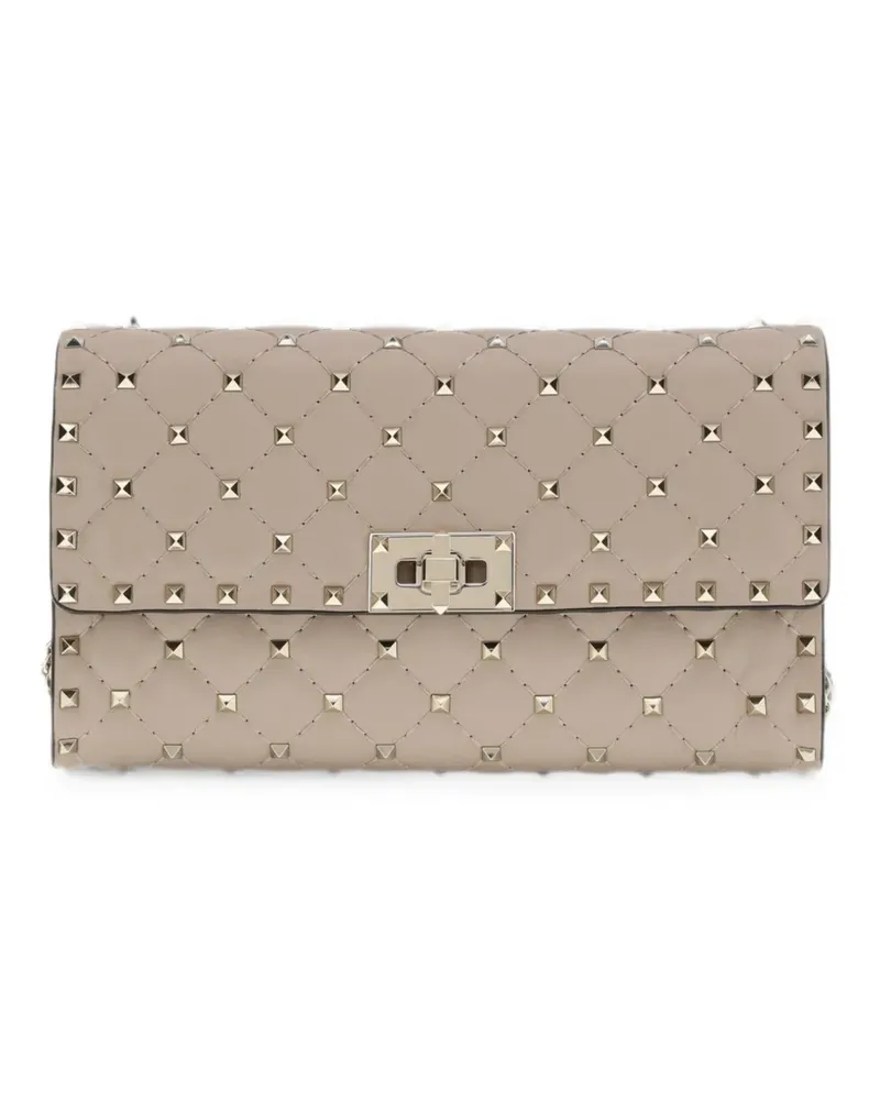 Valentino Garavani Rockstud Spike nappa leather crossbody clutch bag - Nude Nude