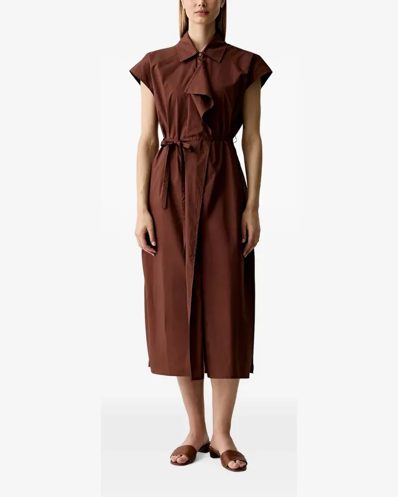 Benetton Ärmelloses Midikleid mit Bindegürtel - Braun Braun