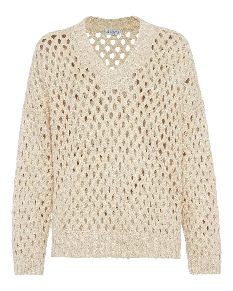 Brunello Cucinelli Pullover mit Lochstrickmuster - Nude Nude