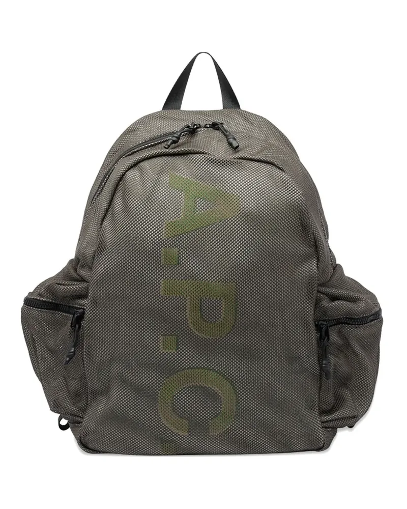 A.P.C. Mesh-Rucksack mit Logo-Print - Braun Braun