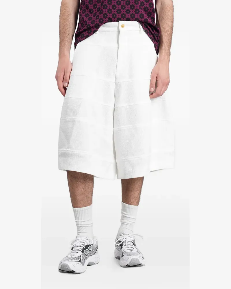 Comme des Garçons panelled waffle-knit shorts - Weiß Weiß
