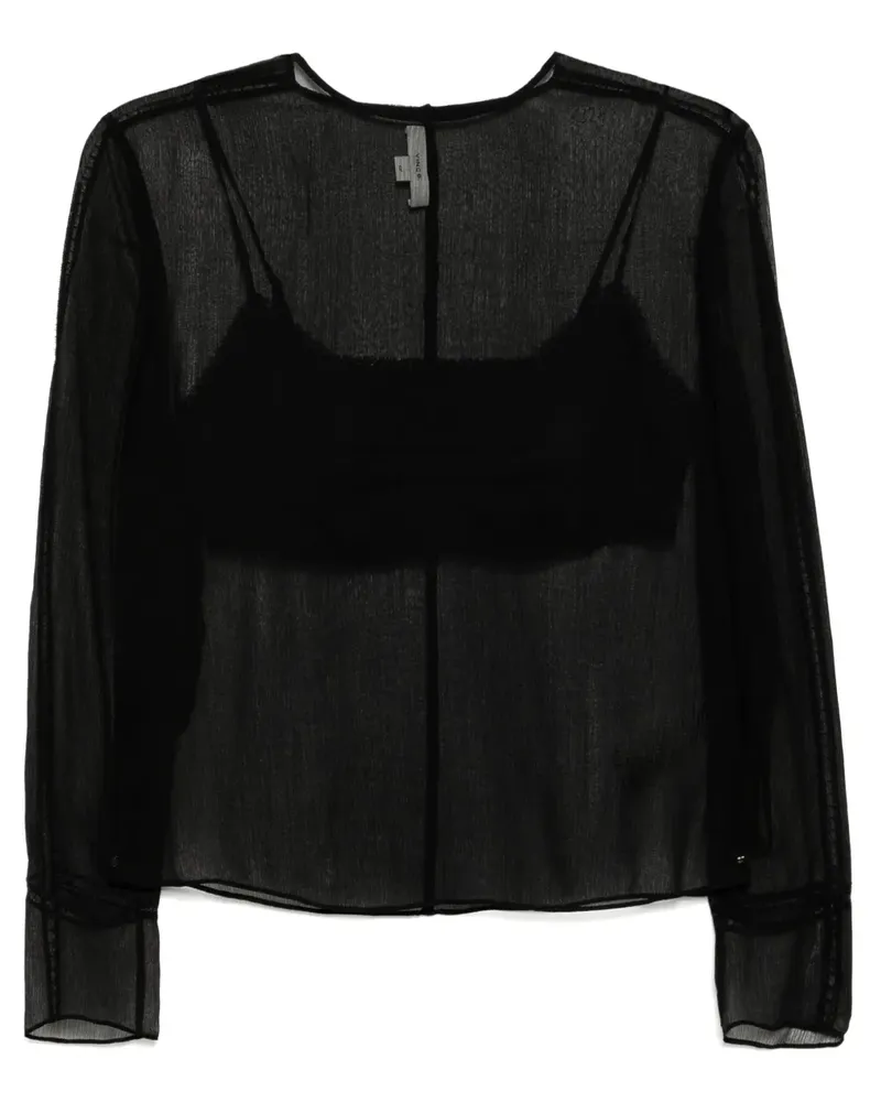 Vince Chiffonbluse mit Spitzenbesatz - Schwarz Schwarz