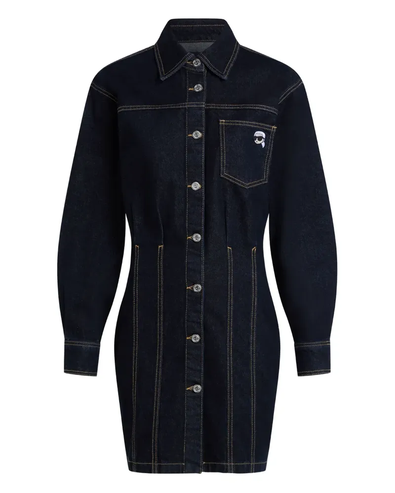 Karl Lagerfeld Hemdkleid mit Logo-Patch - Blau Blau